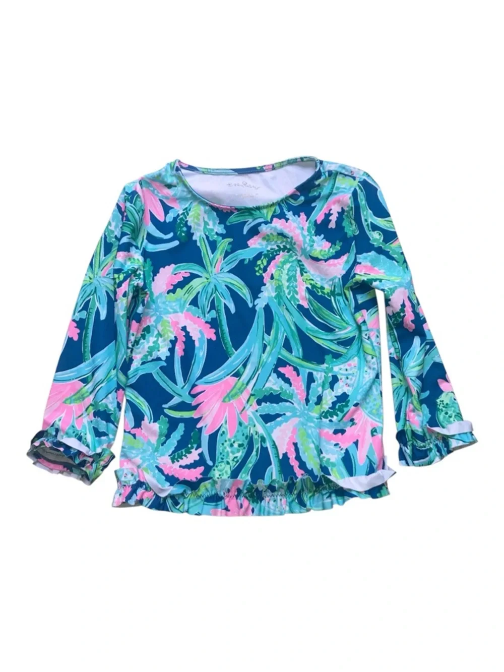Lilly Pulitzer Navy with Pink & Aqua Floral Swim Top